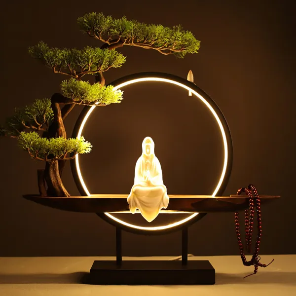 손오공 역류 향로 도자기 창의 적 인 장식품 led 조명 권 선의 가 거 공양 거실 단향 침향 백자 관음