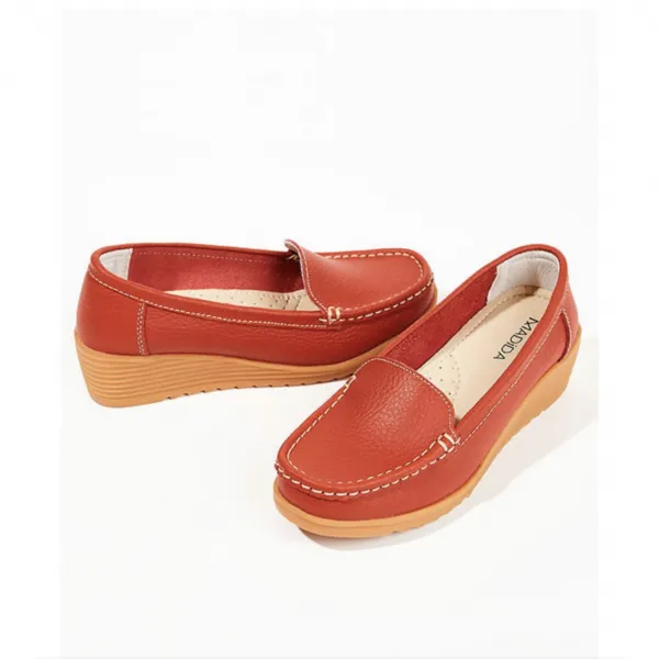  마디다 천연소가죽 하이 여성로퍼zmd001레드