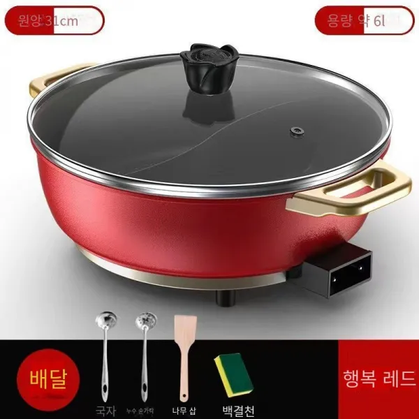 원앙솥 샤브샤브 솥 가정용 전기 냄비 다기능 찜질 프라이 볶다 안 붙다 솥 전용 일체 초대형 전기 냄비, 7.5l 중국 원앙냄비   4세트, 규격 없음