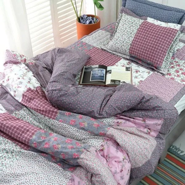 라라패취 30수 광목면100% 이불커버 싱글/더블/퀸, 퍼플