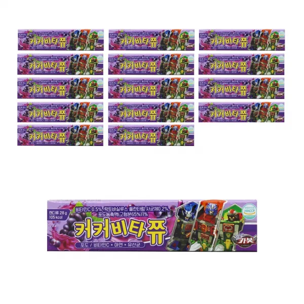아텍스 더욱 맛있어진 NEW 키즈 커커비타쮸 7정 x 15개, 헬로카봇_포도맛