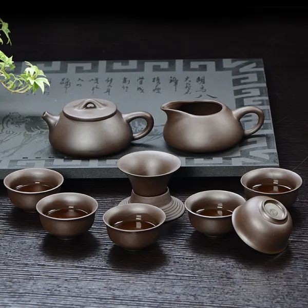 리네트 로얄킴스6인홈세트 자사 룩 보라색 진흙 티포트 도자기 풀 거실 사무실 면회 작은 틀 10 헤드 자사 다기 －돌팔매 타입 10 건