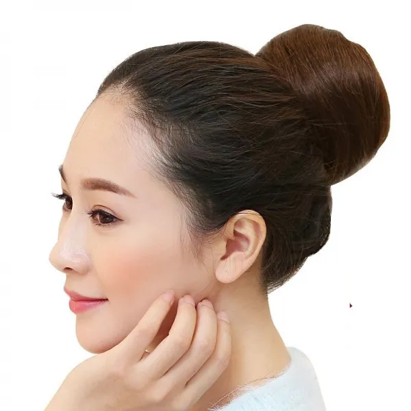 프레스티지 가발 샴푸 완자 가발 꽃봉오리 신부 웨이브 퍼프 단추 생머리 전진발 (묶음 · 다크 브라운), 상세페이지 참조