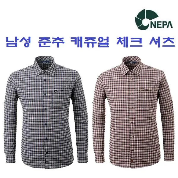  현대백화점 네파 남성 가을 등산셔츠 Scaccato 캐쥬얼 스트레치 체크셔츠_7d51542