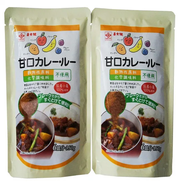 2袋入 動物性原料、化学調味料不使　ヒガシフーズ　カレー・ルー甘口150g×2袋 2 봉지 입력 동물성 원료 화학 조미료 비 사용 히가시 식품 카레 루 달콤한 150g × 2 봉지 1