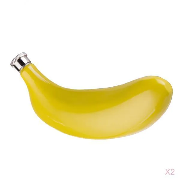 Zeyuan 깔때기를 가진 2pcs 150ml 바나나 모양 스테인리스 진보적 인 플라스크 휴대용 알콜 스테인리스 병, 0ml