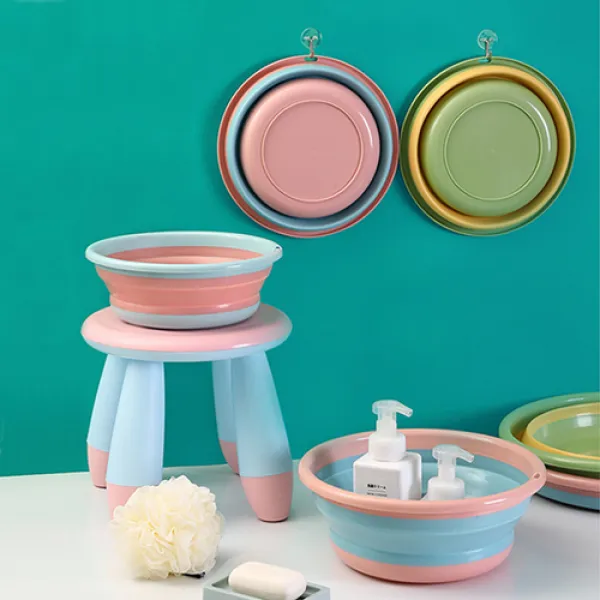 마이리빙몰 다용도 접이식 대야, 1개, 소형-그린