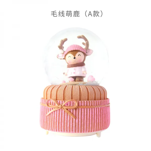 오르골 수정수 눈꽃송이날림 아이디어 생일 칠석 발렌타인데이선물 여자친구에게선물 로맨틱 T19 니트 사슴 A스타일