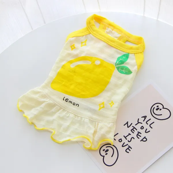 2개 감점 5 테디 펫 강아지 고양이 옷 은 털 보미비 곰 옷 여름 얇은 작은 개를 제거 합니다, 레몬 스커트