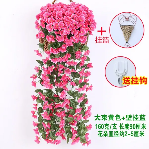 라탄 등나무 모조 제비꽃 가짜 벽걸이 샹들리에 블루 실내 거실 벽면 웨딩 조란 플라스틱 큰 다발 로즈레드 2빔 걸이를선물