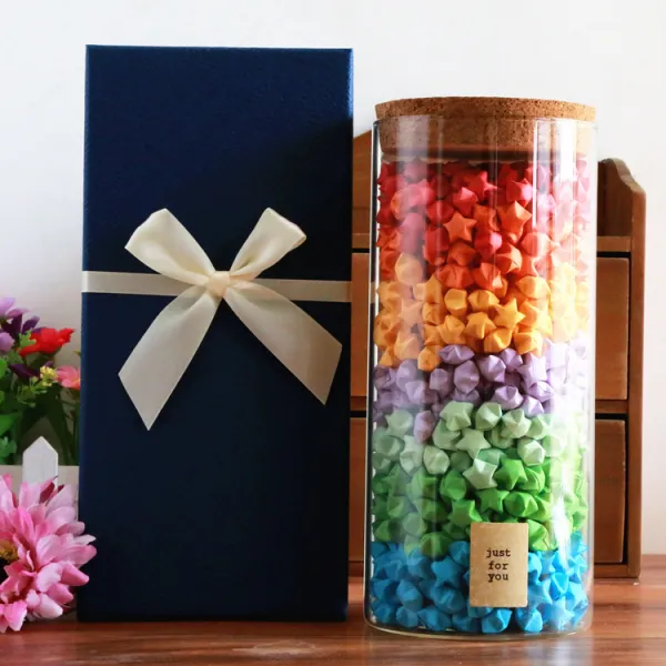 종이접기 행운 병유리 완제품 아이디어 새해 선물주기 남자친구 밸런타인데이 520 T10 재료 520별 종이+병+케이스 