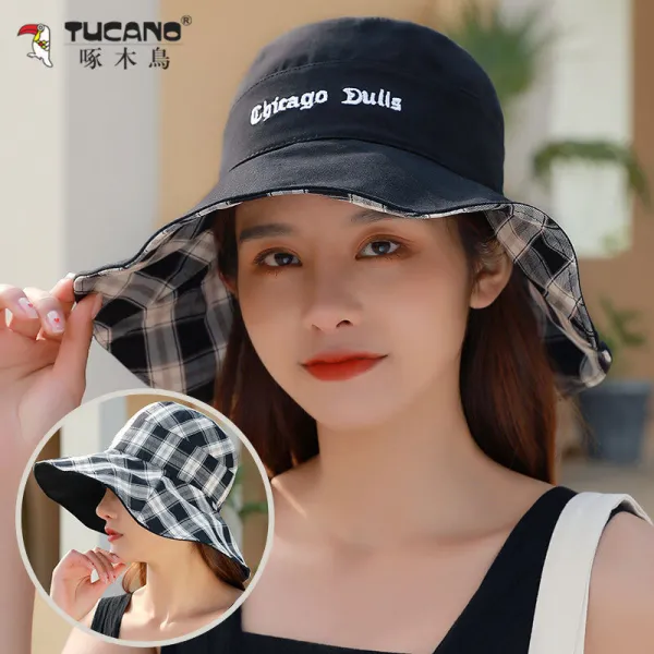 쪼 개 새 (tuca no) 모자 여자 차양 모 어부 모 여 봄 여름 양면 비 치 웨 어 모자 선 캡 태양모 모자 판 유행 dq102 yfma 블랙