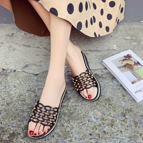 브엘세바 여성 명품 스타일 진주 꽃 장식 패션 슬리퍼 B1607 586464409949