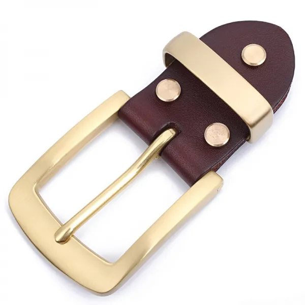 고 급 스 러 운 목동 가죽 벨트 단추 두피 선두 남 벨트 핀 버클 핸드 메 이 드 구리 벨트 버클 4.0 cm 내경 벨트 버클 01 버클 + 적갈색 접피 (펀칭 기 선물)