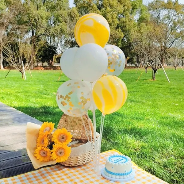 파티용품 가을나들이 피크닉 풍선 지지대 장식소품 셀럽 야외 장식 사진촬영도구 생일 파티 인테리어, 1개, T02- 두 명의 분명서 뉴옐로우