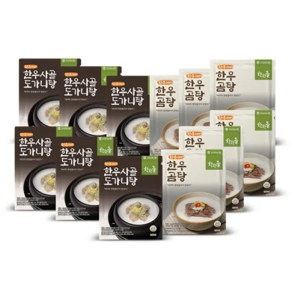 착한들 고삼 한우사골 도가니탕 6팩+한우 곰탕 6팩, 12개, 500g