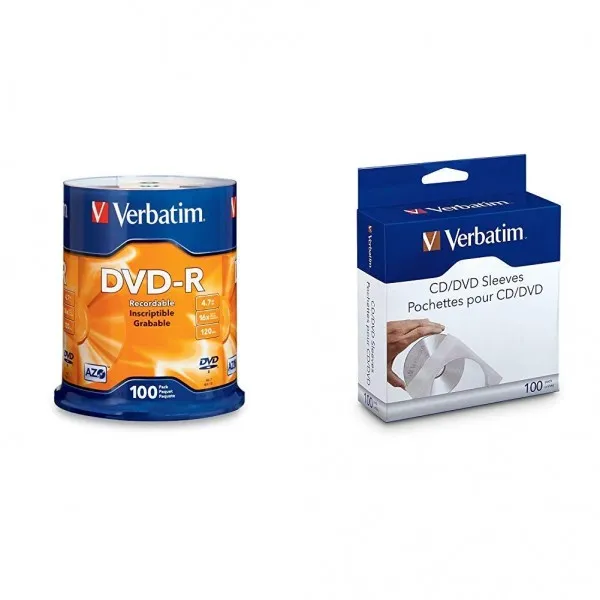 Verbatim DVD-R 4.7GB 16x AZO Recordable Media Disc - 100 Disc Spindle - 95102 &