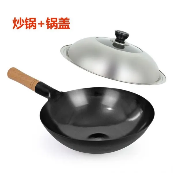 편수냄비 빅스틸 라지 경량 공예 매우얇은 뾰족한바닥 뚝배기 가스레인지 달라붙지않는 강력한화로 적합사용, 기본, T09-38CM쇠 냄비(끓는점)조합 커버-C