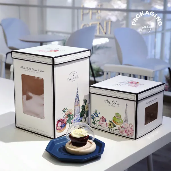 바스크치즈케이크포장 사각 디져트 파이 타르트 훗카이도 케익박스 투명 화이트 생일선물 박스, .개, A + 8인치 플러스 5세트