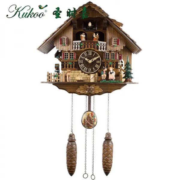 Kukoo 괘종시계 구구종뻐꾸기 종목손수리 수입 석영광제어정음악 물레방아 회전거실 K9008 사랑의 아랍판, 상세페이지 참조