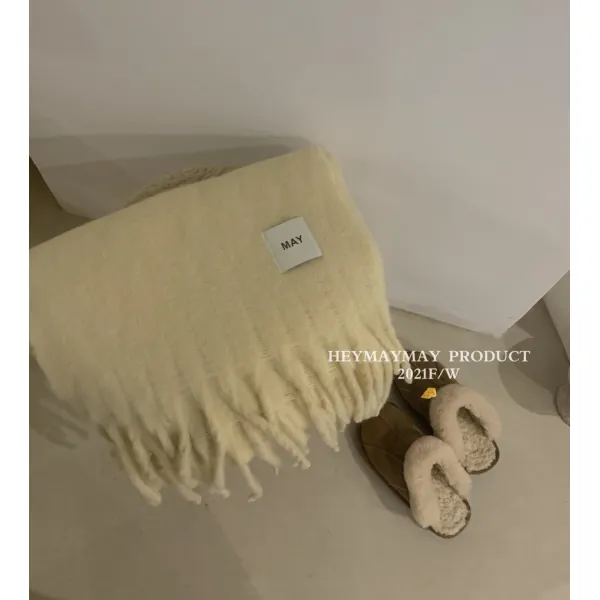 남여공용가방 HEYMAYMAY 따스하다 와이드 버전 롱 라이트 베이지 인조 캐시미어 솔리드 무지 폭워머 3564009810