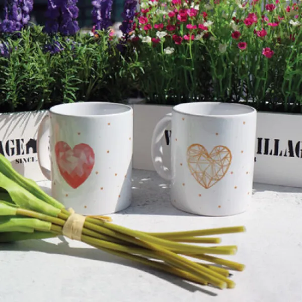 아트박스/꾸밈 Cb668 디자인머그컵2p 크리스탈하트 본품