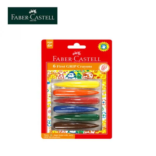  Faber-Castell 6 컬러 학령의 총알 무독성 크레용 (120404), 단일상품