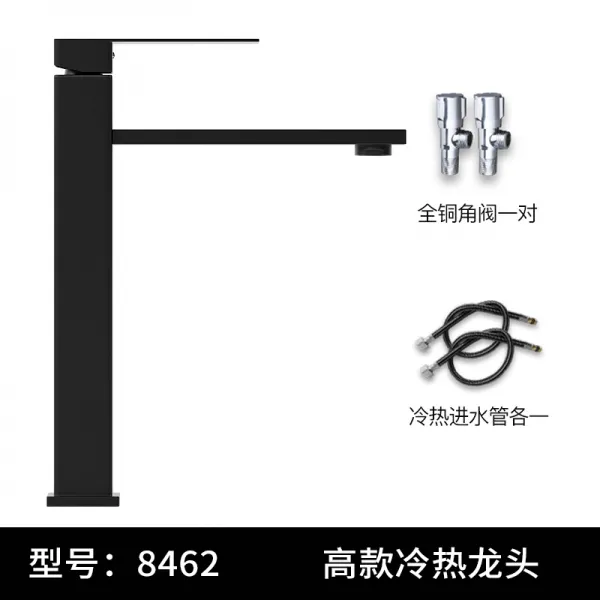 Yiwanhanzun 당겨 수도꼭지 모든 구리 뜨겁고 차가운 손 얼굴 화장실 테이블 분지 씻어 분지xcvmkgm 블랙