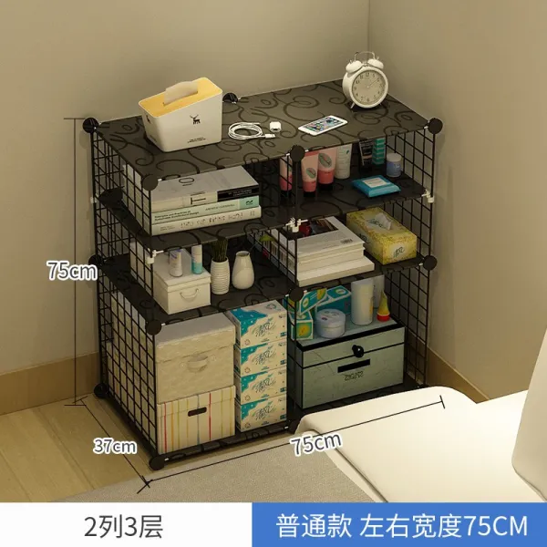 DIPYLON 사이드테이블 협탁 간이침대 앞코 심플 모던 북유럽 풍 조립침대 옆 작은 수납장 침, (철망 설치물 ❤ 승중 업데이트)2열 2칸+2