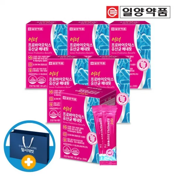 일양약품 이너 신프로바이오틱스 여성 질유래유산균 베네핏 6박스 (쇼핑백), 30포, 6박스