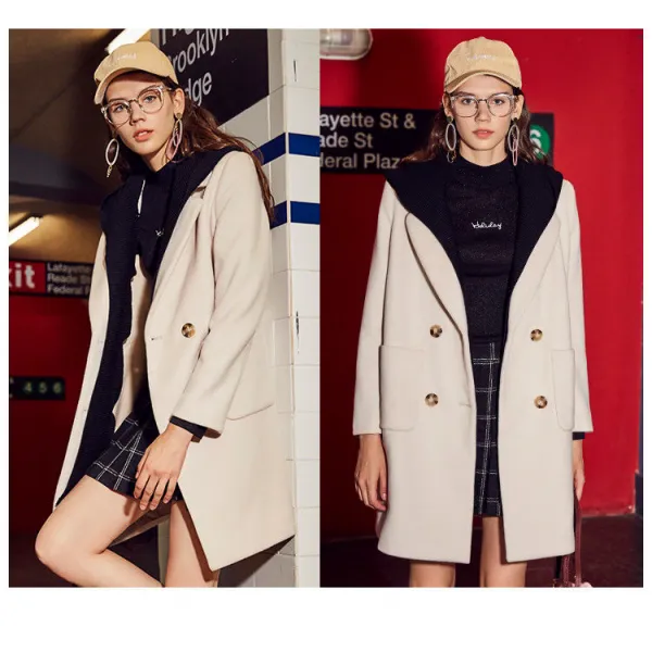 끌어당기다 열 겨울 클래식 양털 코트 여성 페이크투피스 버튼 하프기장