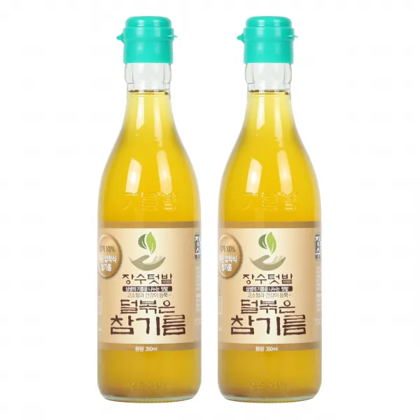 장수텃밭 덜볶아 더 건강하고 깔끔한 덜볶은참기름(생참기름) 350ml 2병