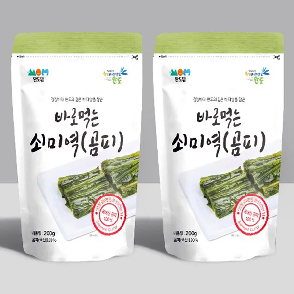 완도맘 바로 먹는 쇠미역 200gx4 데친 곰피미역 4개 200g