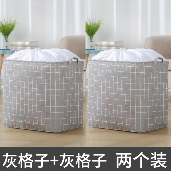 구매함 오버사이즈 용량 거물급 거능 룩 옷 이사부크루즈 포장 자 정리, 70*50*40cm, 그레이체크 /2개입