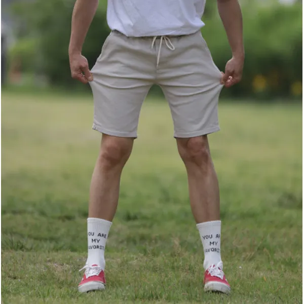 남자 밴딩반바지 여름 면 스판 데일리 5부팬츠 4컬러, 블랙