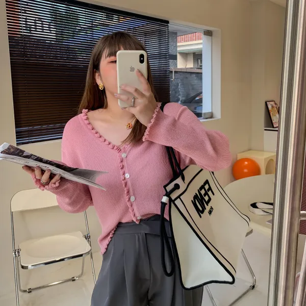 MODUPANDA 빅사이즈긴팔가디건 NAZ 그 사람 봄계절 뚱뚱한 심플 솔리드 무지 외 매치 페블럼라인 긴소매가디건 여성