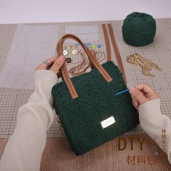 도담스토리 핸드메이드 라탄 현아한 같은스타일 손뜨개질 DIY 재료 도급 맡다 트윈 여자 친구 선물 자체제작가방, 그린 그린 재료 도급 맡다 교정
