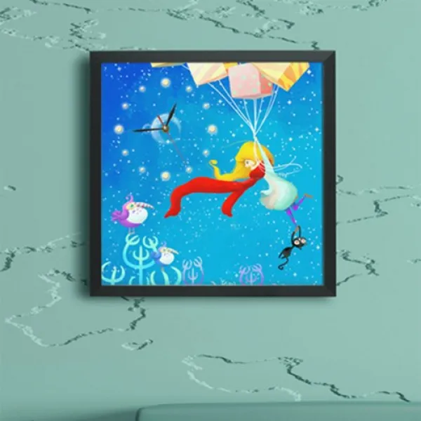 아트박스/꾸밈 ix262-어린공주의여행액자벽시계, 화이트／C타입-달구경