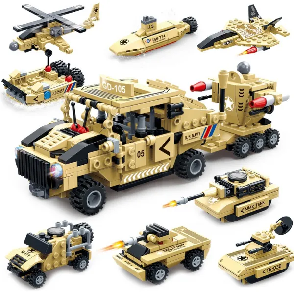Apr.16 179번 어린이 블록체인 장난감 익지 5세 남자 아이 7 지능형 자동차 8합1녀 9 겸용 레고군사비6기Z, 11_8. 사나 운 말 과 군 차 를 합쳐서 복수 하