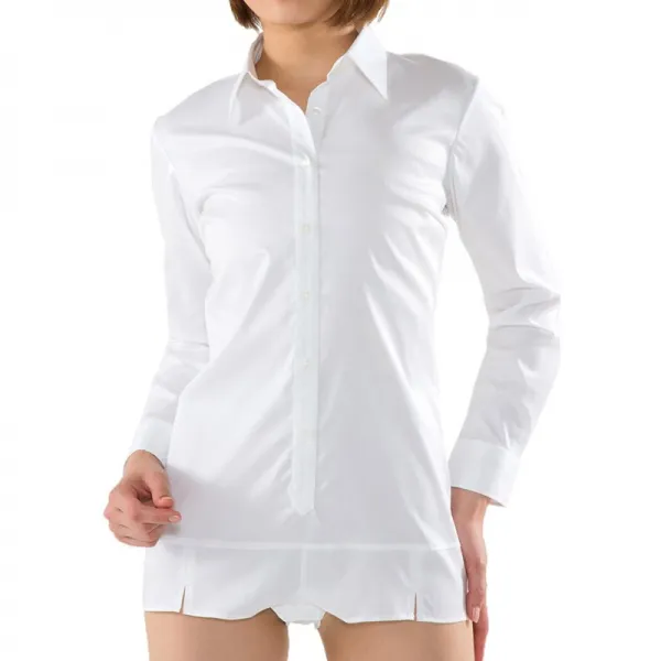 운동 쉽고 흐트러진 옷 매무새없는 슈퍼 스트레치 &이지 케어 바디 셔츠 긴팔 화이트 S [41771]