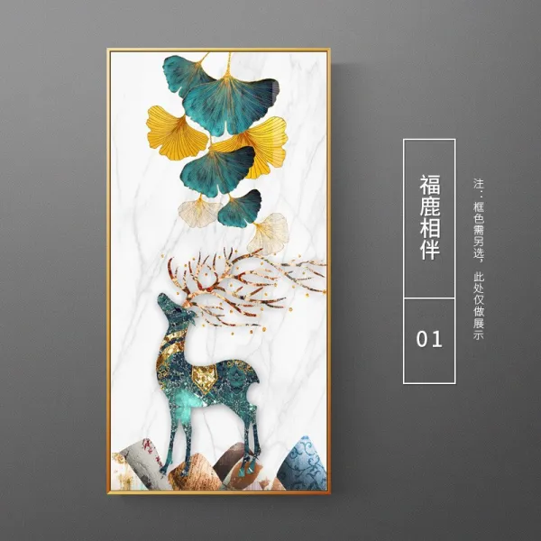입주 현관 인테리림 신 중국식 은행나무 사불상은 사치가 가볍다 강물 그림을 걸다 복도 끝 헤드 뮤럴 결정화 x2개, 80 *160 （알루미늄 _결정화 ）