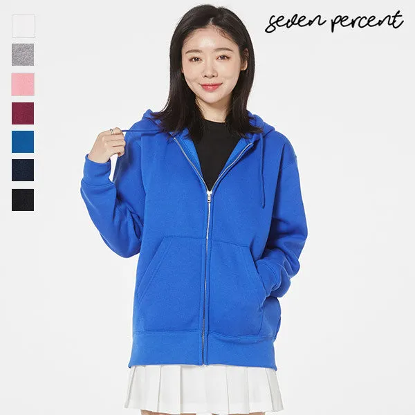  세븐퍼센트 남여공용 프리미엄 무지 기모 후드집업