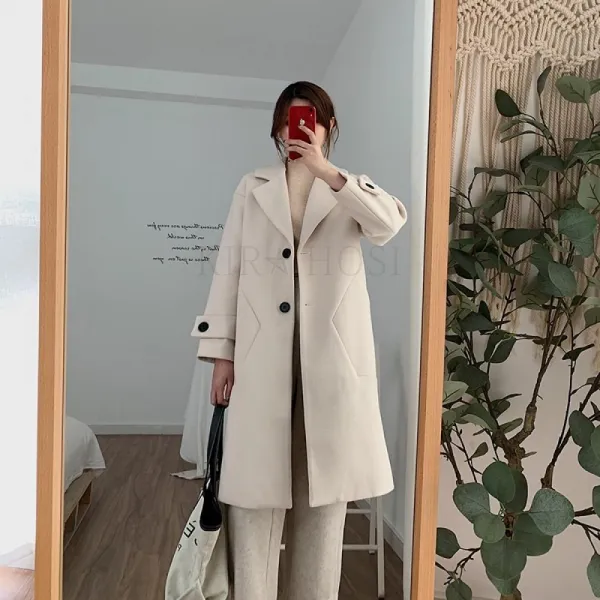 Kirahosi 스페셜 겨울 여성 하프 모직 코트 패션 점퍼 상의 여자 트렌치 정장 코트 외투 빅사이즈 158 Cm 11 I4p5xck