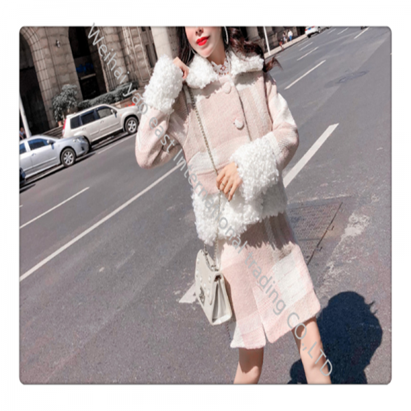 새로운패션 기질격자 무늬긴 소매 재킷 +가방 엉덩이 짧은 치마bp1604