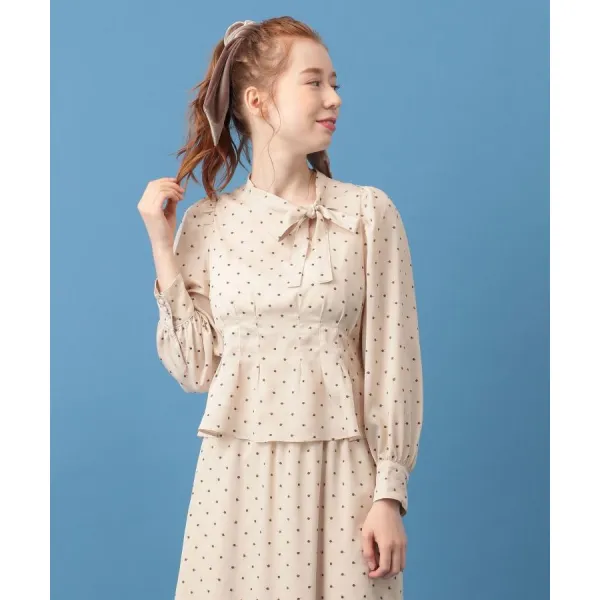 도트 스커트 틀림없이 급하다 출하함 D2056 법계 LAD Y 자수 리본스트랩 셔츠 4639938051