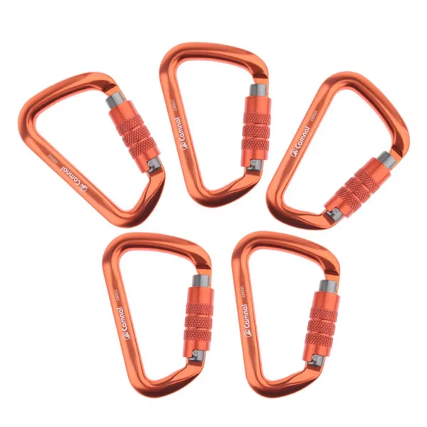 STK5pcs 28kn 알루미늄 등반 d 타입 carabiners 스냅 자동 잠금, 주황색
