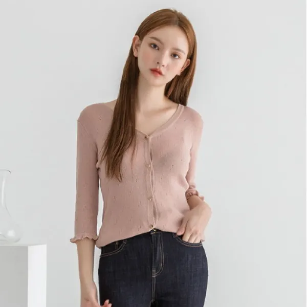  나인 메탈 러플 니트 가디건 Cd 1371 