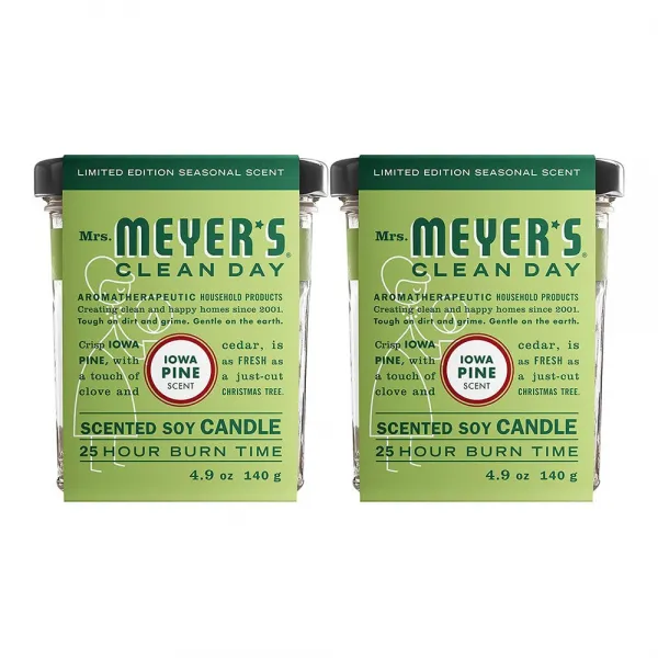 미세스 메이어스 클린데이 Mrs. Meyers Clean Day Soy Candle 캔들 아이오와 소나무 4.9oz(138g) 2팩