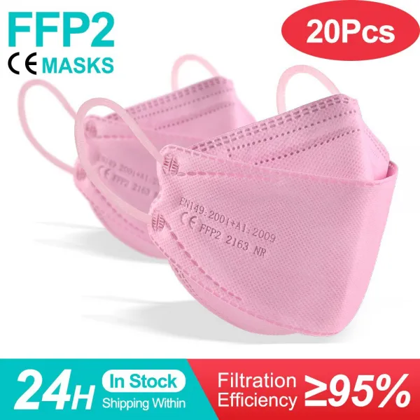 컬러 피쉬 마스카라 FFP2 KN95 마스크 한국 인증 마스카라 fpp2 동질가 호흡기 ffp2mask ce 재사용 가능한 마스크 마스크, adult pink 20pcs_17