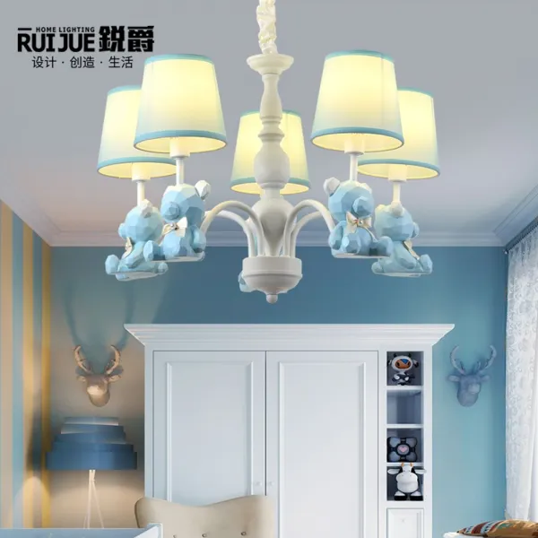 남다름 해외 어린이방 샹들리에 소녀 만화 침실 램프 귀여운 천장, 블루 직경 55CM 3색분활 45W:현재상품선택